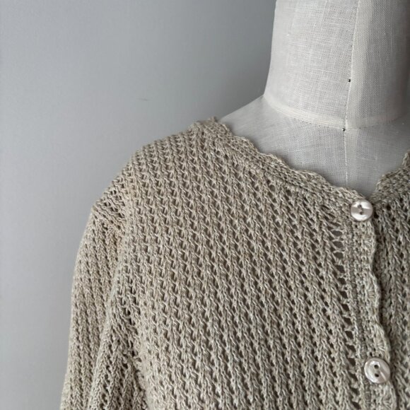 SALE Vintage Beige Cottage Crochet Cardigan - Picture 4 of 6